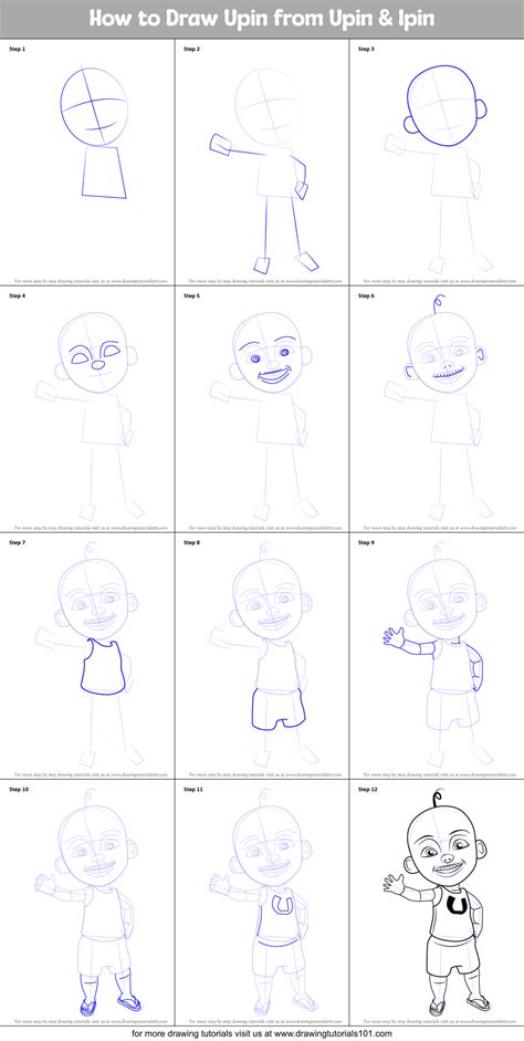 How To Draw Upin From Upin And Ipin Printable Step By Step Drawing Sheet