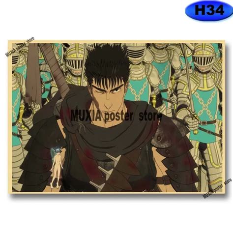 Classic Anime Berserk Poster Retro Kraft Paper Swordsman Posters And