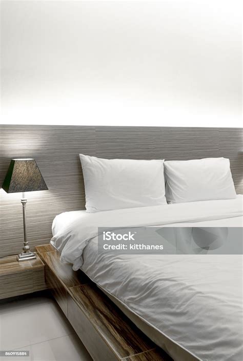 Modern Bedroom Design Double Bed Stock Photo - Download Image Now ...