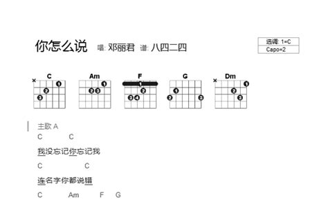 邓丽君《你怎么说》吉他谱c调吉他弹唱谱和弦谱 打谱啦