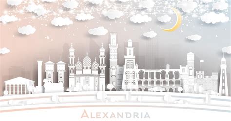 Premium Vector Alexandria Egypt City Skyline In Paper Cut Style With