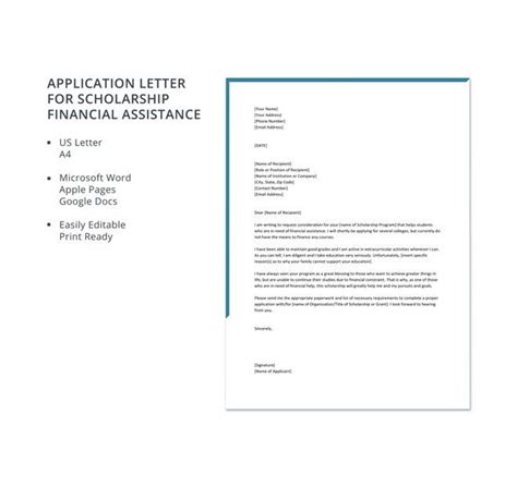 Application Letter For Scholarship Financial Assistance Motivation