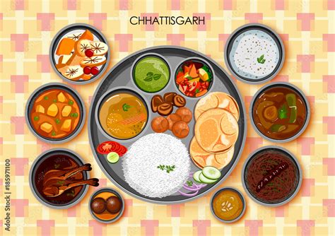 Traditional Chhattisgarhi cuisine and food meal thali of Chhattisgarh ...