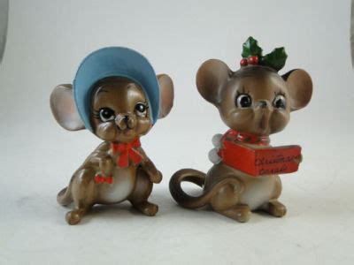 Vintage Josef Originals Mouse Set Christmas Caroler Sun Bonnet Mice