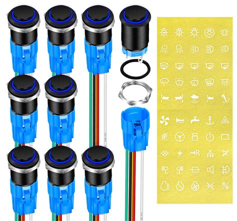 Daiertek 12v Momentary Marine Push Button Switch Waterproof Blue Led Light 12 Volt Illuminated