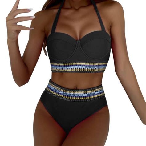 Dam St Baddr Kt Med H G Midja Baddr Kter Bikini Set B S B S Fyndiq