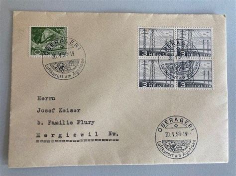 Brief Sonderstempel Oberägeri 1950 4er Block 3 Rp Kaufen auf Ricardo