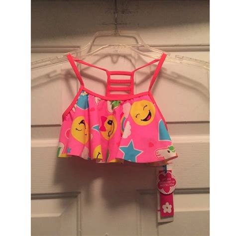 Limited Too Swim Smiley Emoji Bikini Top Pink 6x Limited Too Poshmark