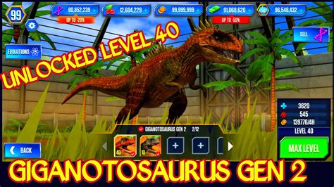 Unlocked Giganotosaurus Gen 2 Level 40 Jurassic World The Game