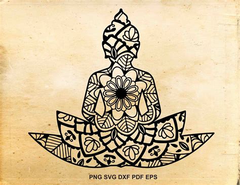 Namaste Svg Lotus Flower Zentangle Buddha Yoga Svg Mandala Etsy