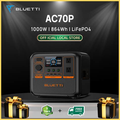 NewBLUETTI AC70P 864Wh 1000W Portable Power Station Backup Battery 1