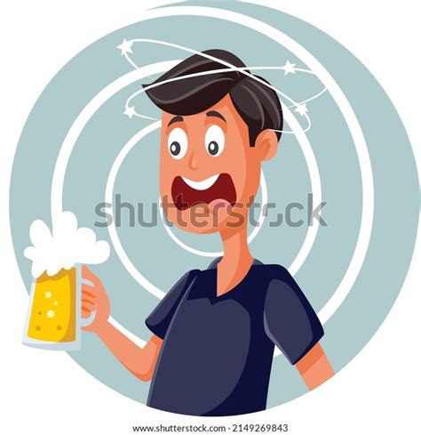 Drunk Man Feeling Dizzy Holding Beer Stock Vector Royalty Free