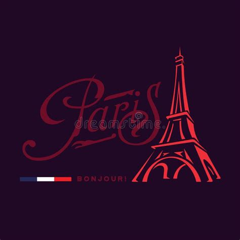 Vector Image Of The Eiffel Tower Calligraphic Writing Of Paris Stock