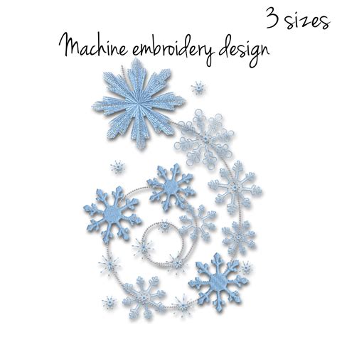 Snowflakes Embroidery Machine Design Winter Digital Instant Etsy