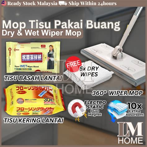 Mop Tisu Pakai Buang Wet Wipe Tissue Dry Wipes Kertas Pengelap Lantai