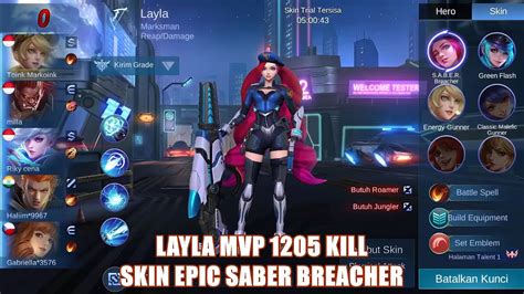 Layla Skin Epic Saber Breacher Mvp Legendary Elite Ii Road To Mythic