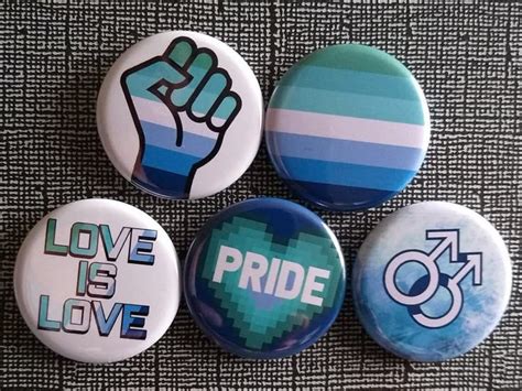 Gay Male Pride Buttons Lot Of Blue Gay Male Flag Button LBGTQ