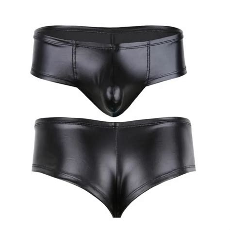 SLIP HOMME SEXY Brillant Bikini Briefs en Faux Cuir Sous vêtements