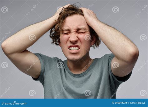 Young Man Suffering Stress Portrait Stock Photo Image Of Stress