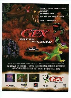 Gex Enter The Gecko PS1 N64 1998 Video Game Print Ad Nintendo Midway