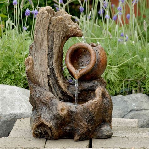 Jeco Inc Resin Fiberglass Tiered Wood Stump Fountain Wayfair