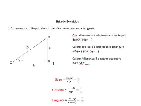 Lista De Exerc Cios Trigonometria