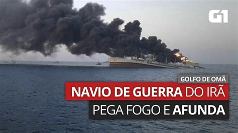 Maior navio de guerra do Irã pega fogo e afunda no Golfo de Omã Mundo