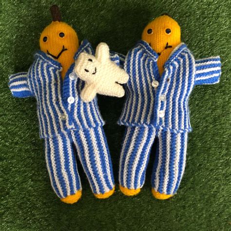 Hand Knitted Bananas In Pyjamas Toys x 2(s)