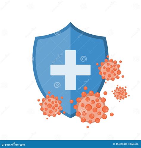 Blue Shield Protecting From Virus Germs And Bacteria Stock Vector