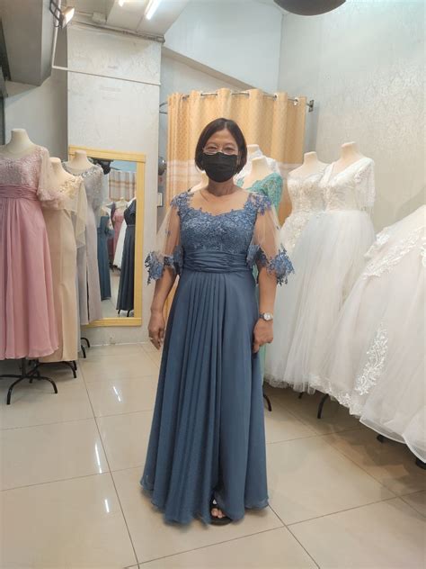 Dusty Blue Gown For Ninang M To Semi Xl Women S Fashion Dresses