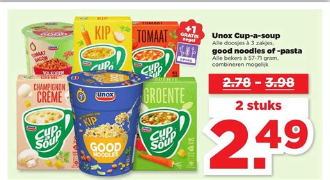 Unox Cup A Soup Good Noodles Of Pasta Aanbieding Bij Plus Folders Nl