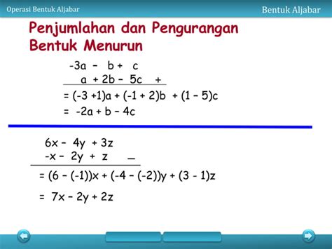 Penjumlahan Dan Pengurangan Bentuk Aljabar Pptx