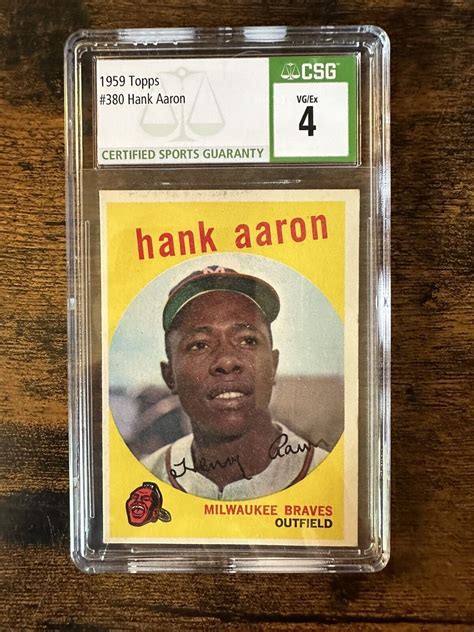 1959 Topps Hank Aaron 380 Milwaukee Braves HOF CSG 4 Looks Better PSA