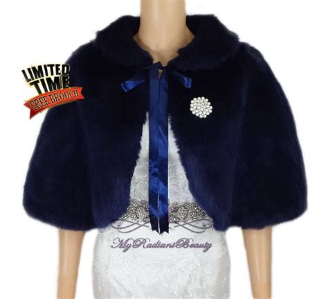 Faux Fur Shrug Navy Blue Faux Fur Cape Bridal Shawl Faux Etsy