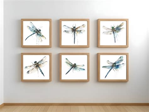 Set of 6 Watercolor Dragonflies Instant Download Printable Wall Art - Etsy