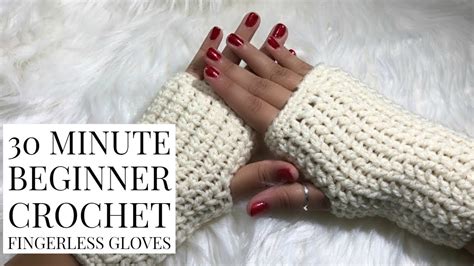 Diy Minute Beginner Crochet Fingerless Gloves Youtube