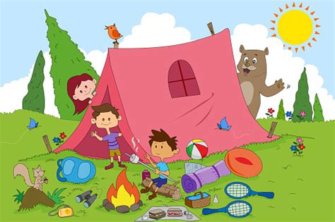 Ilustración De Niños Disfrutando De Las Actividades De Verano Campamento Y Más Vectores Libres