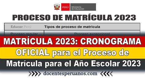 Matr Cula Cronograma Oficial Para El Proceso De Matr Cula Para El