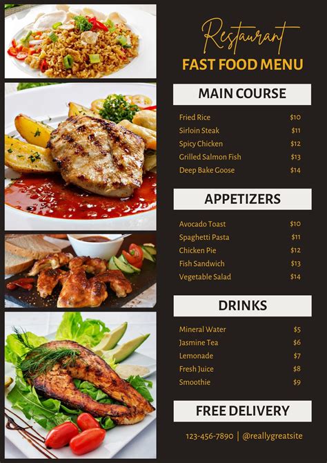 Black and Orange Minimalist Modern Restaurant Menu in 2024 | Fast food ...
