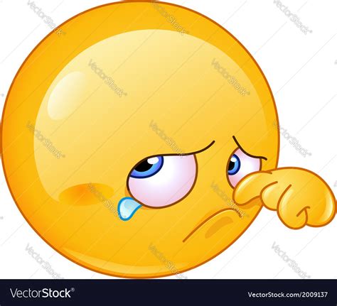 Wiping tear emoticon Royalty Free Vector Image