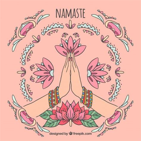 Namaste greeting background with ornaments Free Vector Art Namaste ...