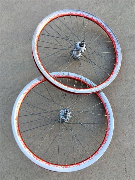 Dk Sealed Hubs 20” Odyssey T1000 Red Flames Bmx Wheels Rims Set Elf