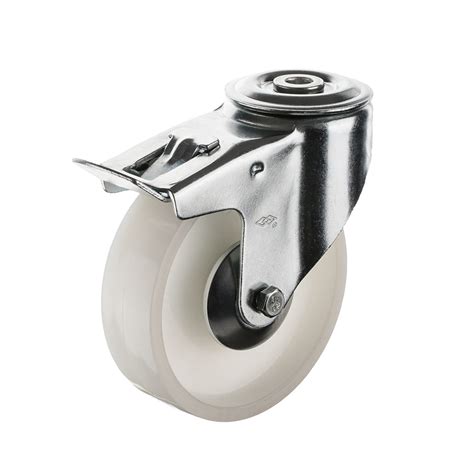 100mm White Nylon Wheel 4 Inch Industrial Bolt Hole Swivel Caster With