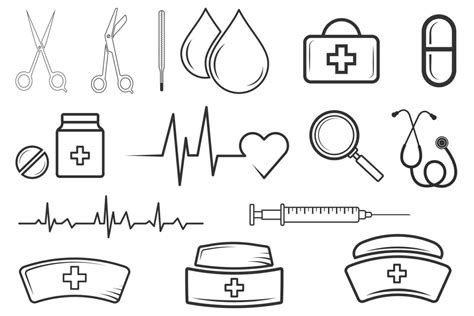 Medical Tools Bundle, Medical Equipment Bundle, Nurse hat Vector, Blood ...