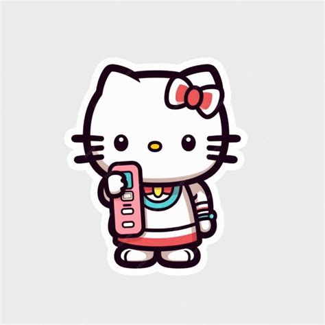 Premium AI Image | hello kitty holding a cell phone with a pink bow ...