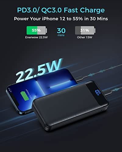 Power Bank Enerwow de 30000mAh con carga rápida y pantalla LED para