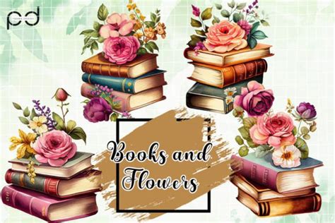 Books And Flowers Watercolor Sublimation Graphic By Padma Design