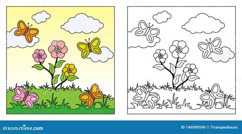 Lovely Nature Coloring Book For Kids Stock Vector Illustration Of