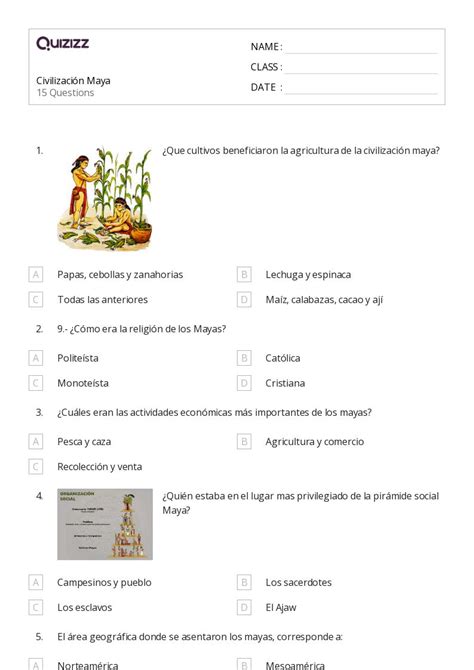Civilizaci N Maya Hojas De Trabajo Para Grado En Quizizz Gratis