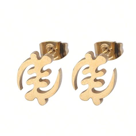 Boucles D Oreilles En Acier Inoxydable Symbole Adinkra Gye Nyame Bijou